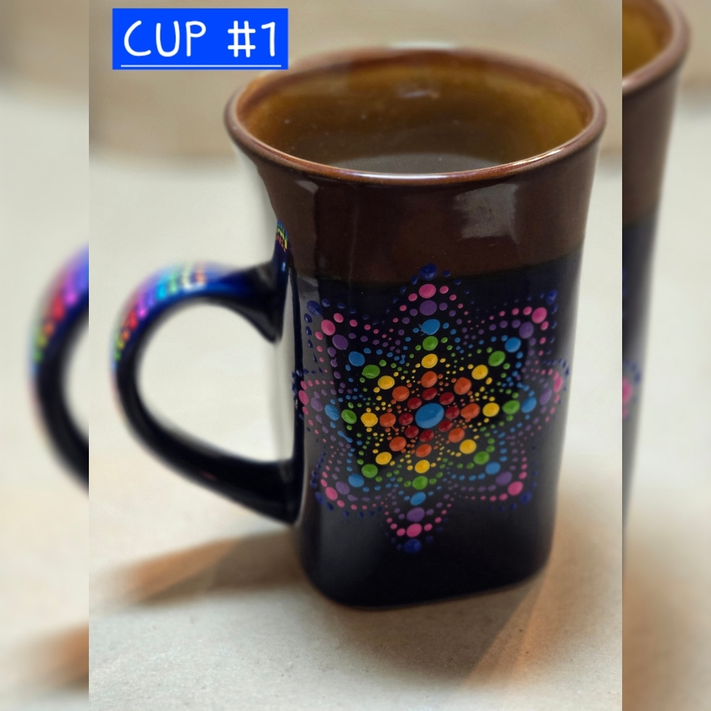 Hand Painted Colorful Dot Mandala Coffee Mugs